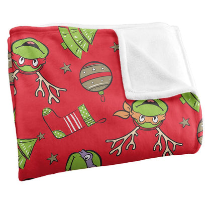 Multicoloured - Side - TMNT Silky Patterned Christmas Supersoft Blanket