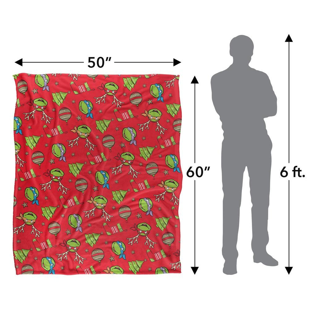 Multicoloured - Pack Shot - TMNT Silky Patterned Christmas Supersoft Blanket