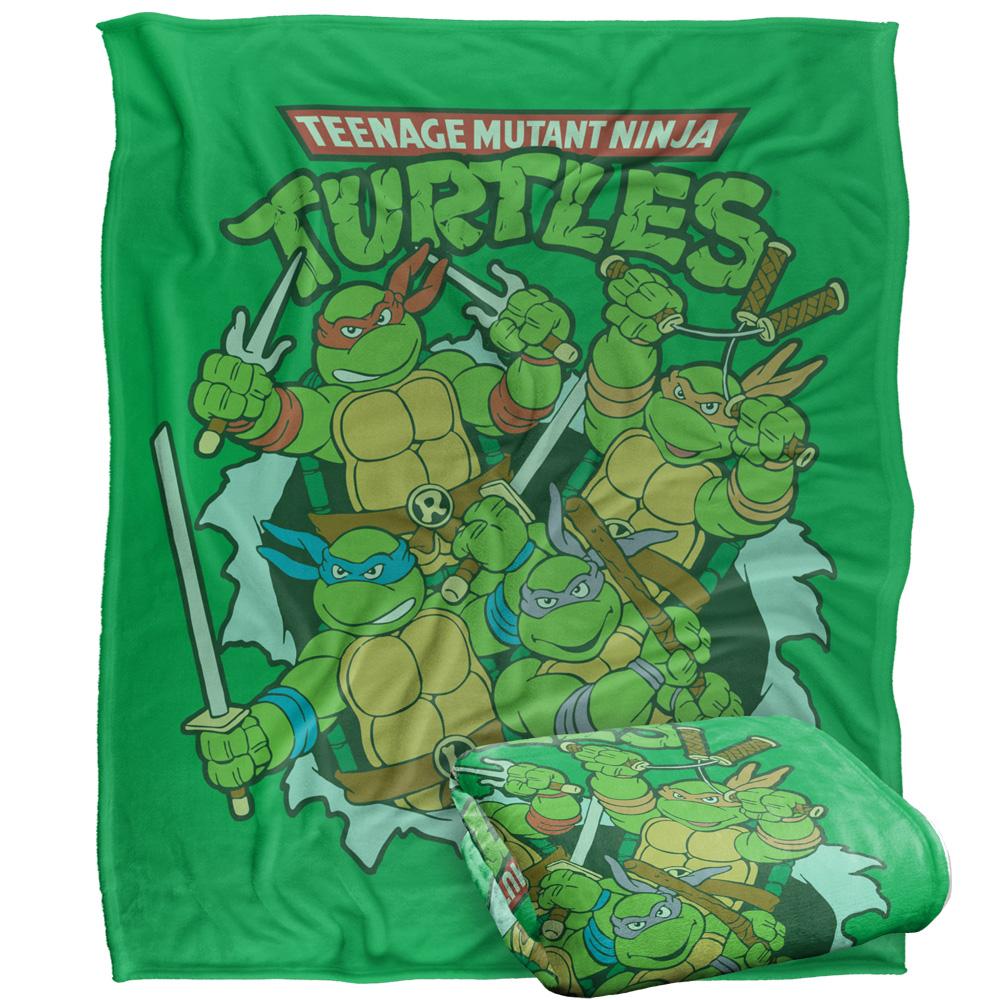 Multicoloured - Back - TMNT Group Retro Silky Supersoft Blanket