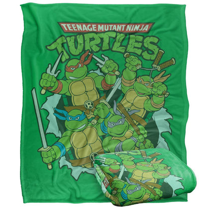 Multicoloured - Back - TMNT Group Retro Silky Supersoft Blanket