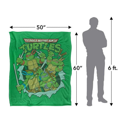 Multicoloured - Side - TMNT Group Retro Silky Supersoft Blanket