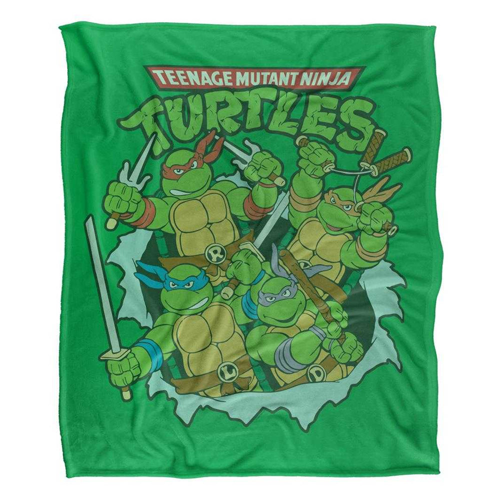 Multicoloured - Front - TMNT Group Retro Silky Supersoft Blanket