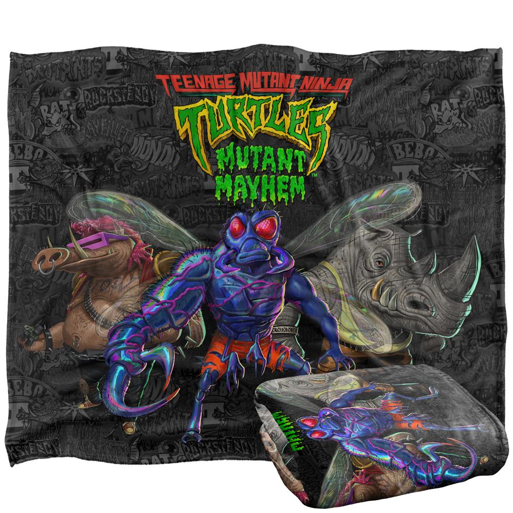 Multicoloured - Back - Teenage Mutant Ninja Turtles: Mutant Mayhem Baddies And Patches Silky Supersoft Blanket