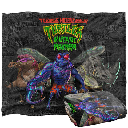 Multicoloured - Back - Teenage Mutant Ninja Turtles: Mutant Mayhem Baddies And Patches Silky Supersoft Blanket