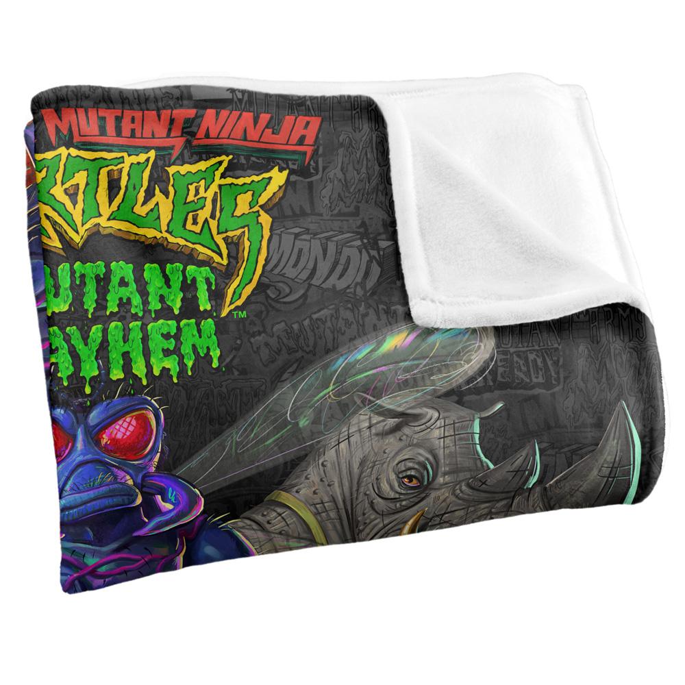 Multicoloured - Side - Teenage Mutant Ninja Turtles: Mutant Mayhem Baddies And Patches Silky Supersoft Blanket
