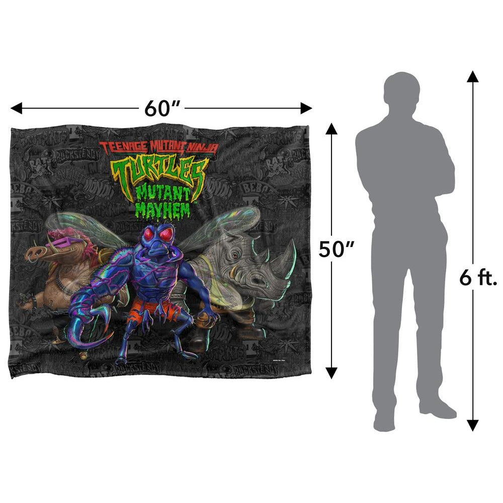 Multicoloured - Pack Shot - Teenage Mutant Ninja Turtles: Mutant Mayhem Baddies And Patches Silky Supersoft Blanket