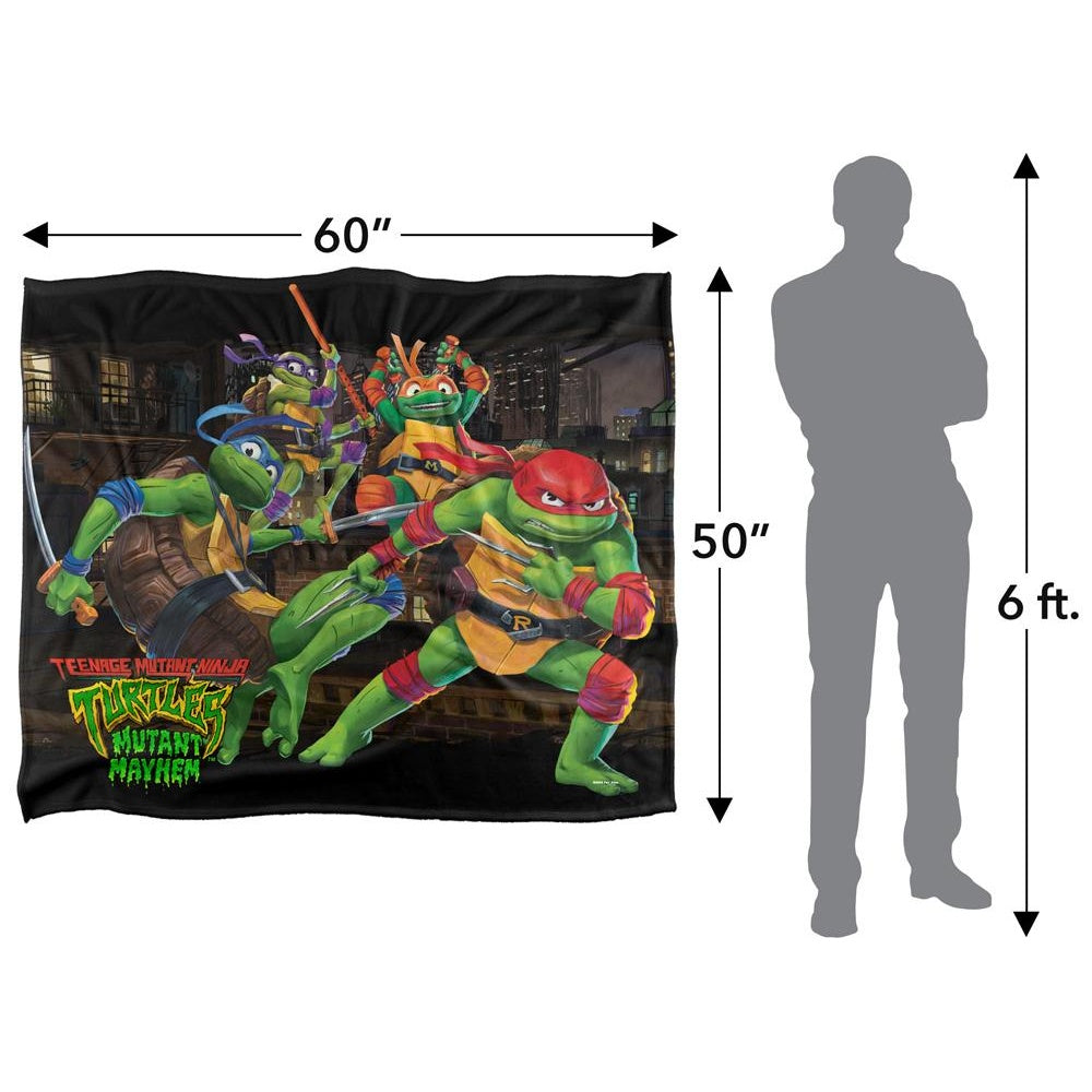 Multicoloured - Pack Shot - Teenage Mutant Ninja Turtles: Mutant Mayhem Nightly Rooftop Escapade Silky Supersoft Blanket