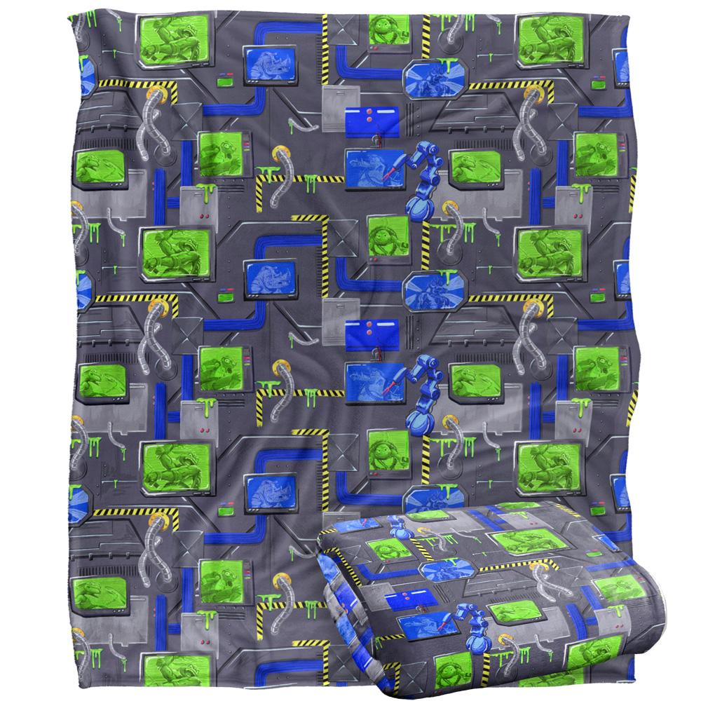 Multicoloured - Back - Teenage Mutant Ninja Turtles: Mutant Mayhem Sewer Tech Silky Patterned Supersoft Blanket