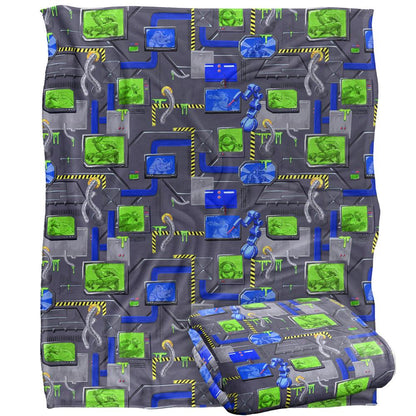 Multicoloured - Back - Teenage Mutant Ninja Turtles: Mutant Mayhem Sewer Tech Silky Patterned Supersoft Blanket