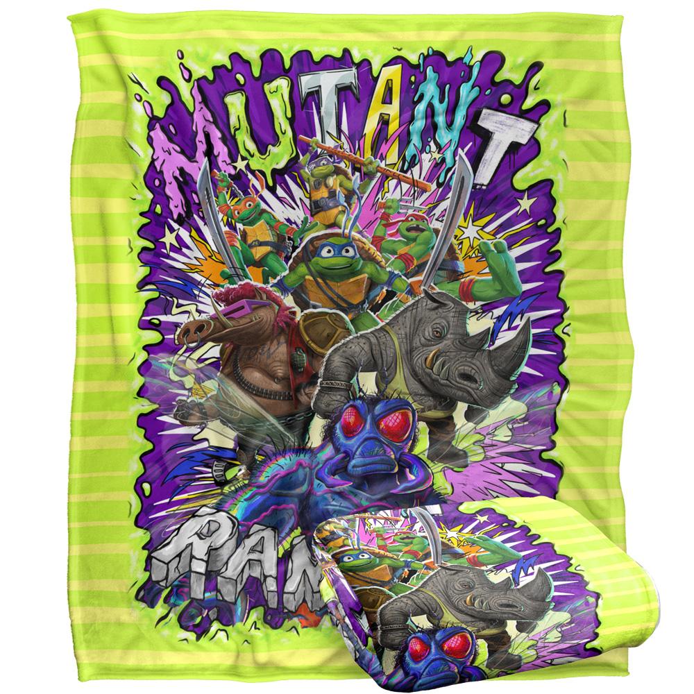 Multicoloured - Back - Teenage Mutant Ninja Turtles: Mutant Mayhem Turtle Vs Baddies Silky Supersoft Blanket