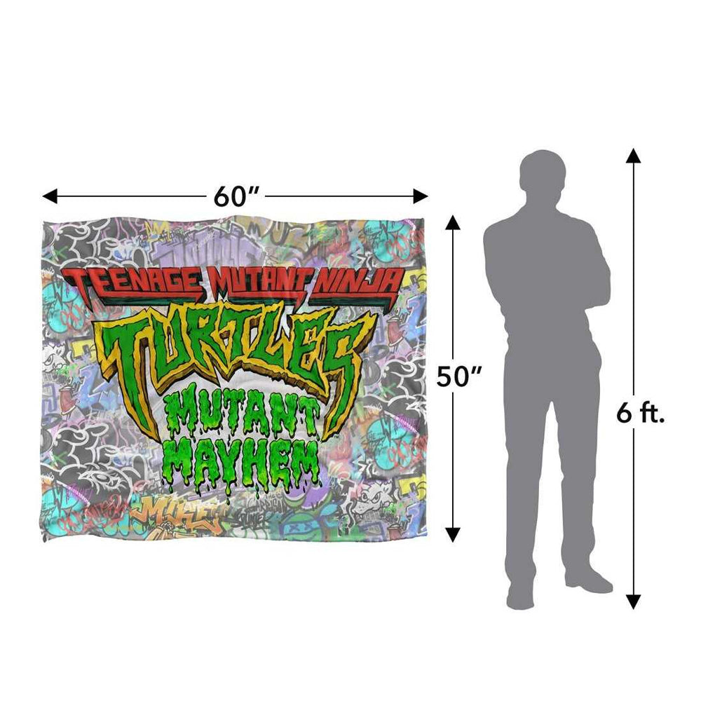 Multicoloured - Side - Teenage Mutant Ninja Turtles: Mutant Mayhem Silky Graffiti Logo Blanket