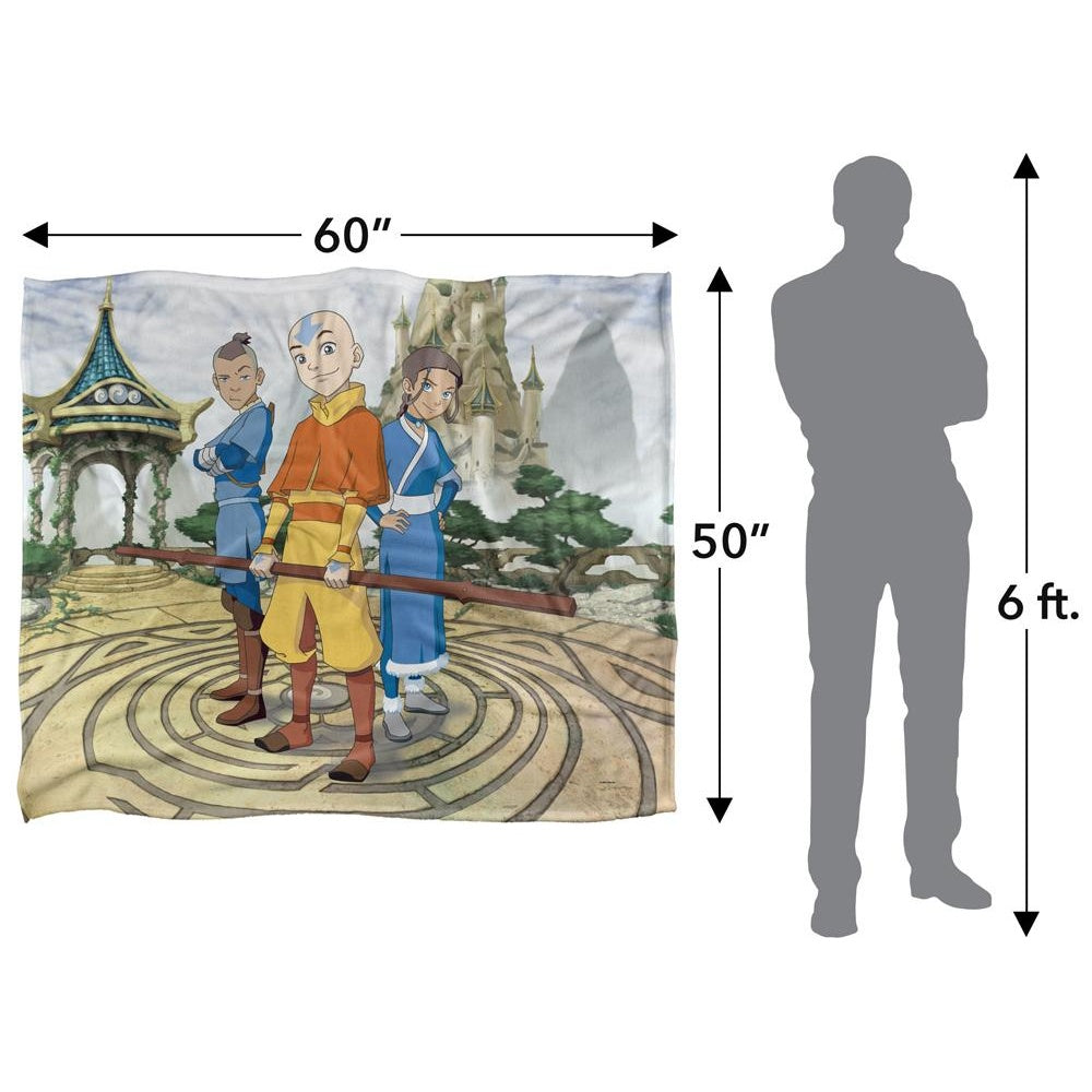 White-Multicoloured - Pack Shot - Avatar: The Last Airbender Silky Characters Supersoft Blanket