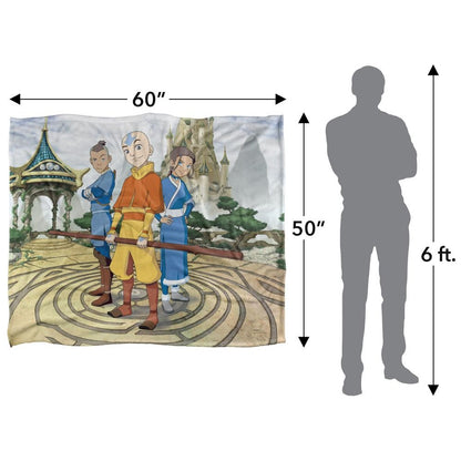 White-Multicoloured - Pack Shot - Avatar: The Last Airbender Silky Characters Supersoft Blanket