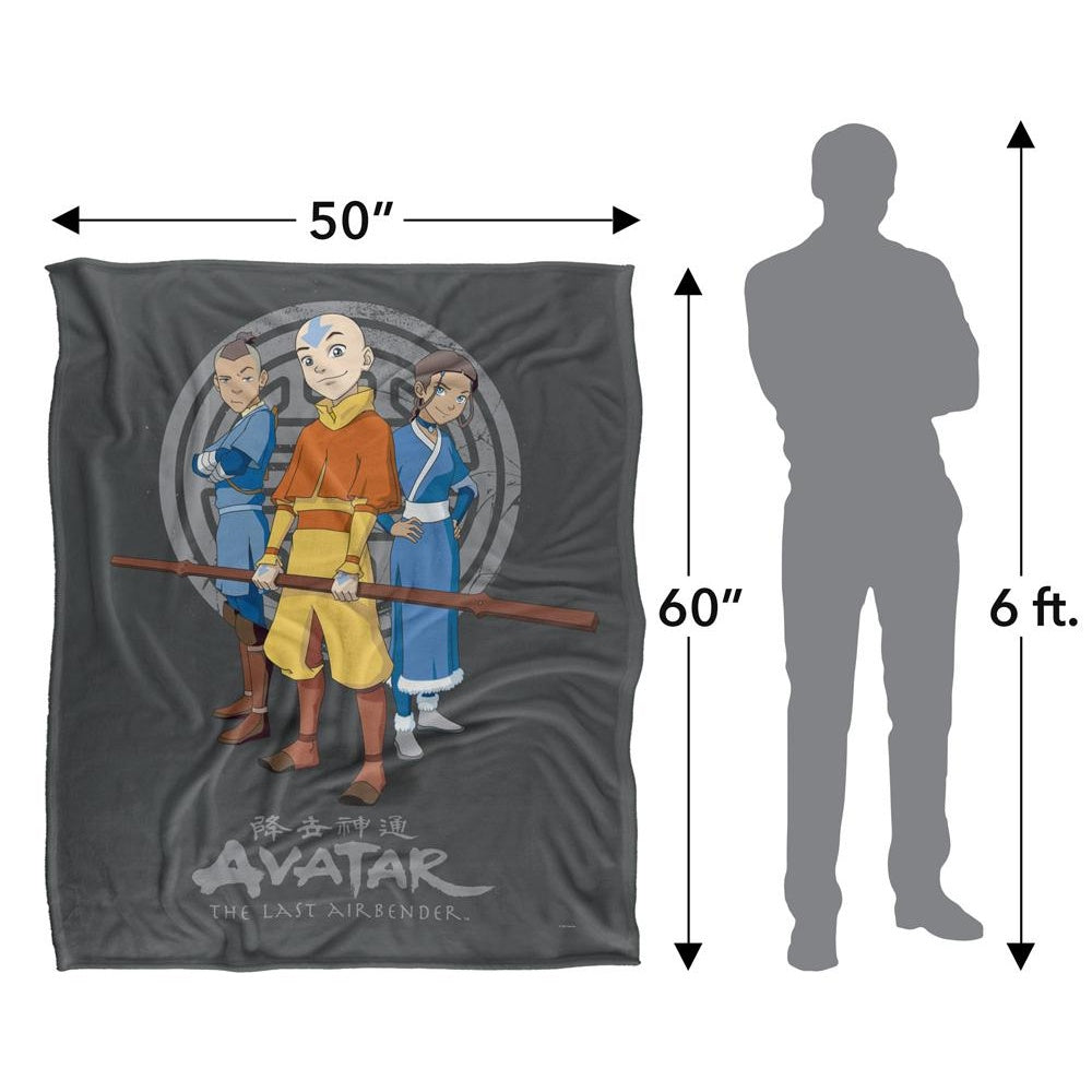 Grey-Blue-Yellow - Pack Shot - Avatar: The Last Airbender Silky Team Supersoft Blanket