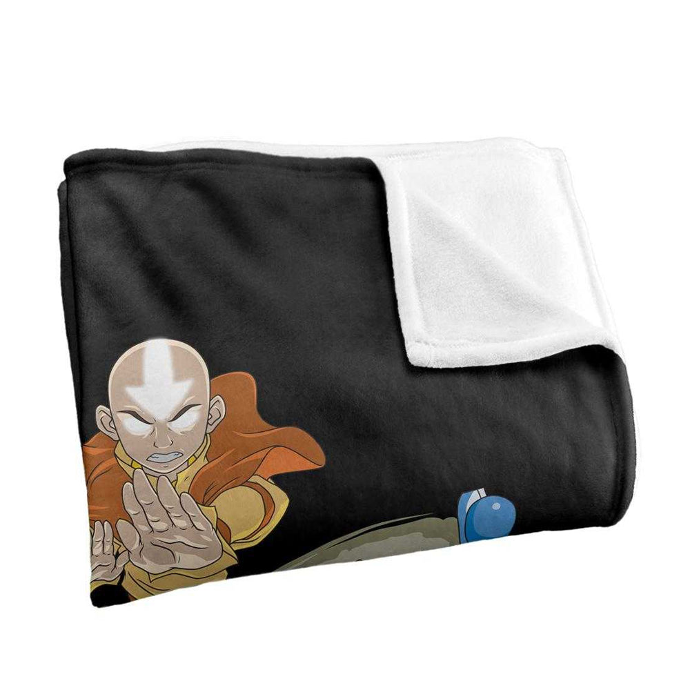 Black-Multicoloured - Back - Avatar: The Last Airbender Silky Elements Supersoft Blanket