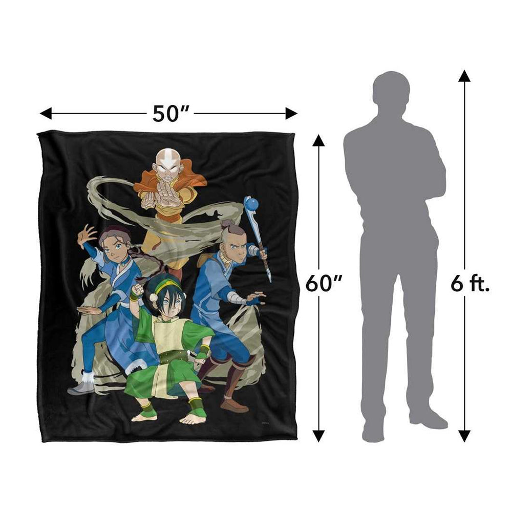 Black-Multicoloured - Side - Avatar: The Last Airbender Silky Elements Supersoft Blanket