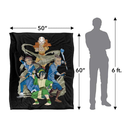 Black-Multicoloured - Side - Avatar: The Last Airbender Silky Elements Supersoft Blanket