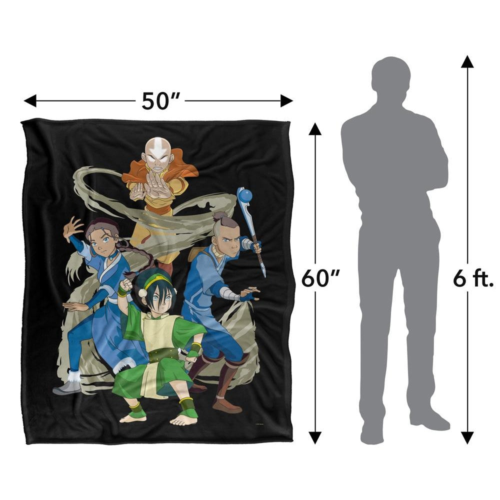 Black-Multicoloured - Pack Shot - Avatar: The Last Airbender Silky Elements Supersoft Blanket