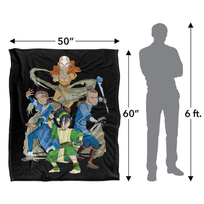 Black-Multicoloured - Pack Shot - Avatar: The Last Airbender Silky Elements Supersoft Blanket