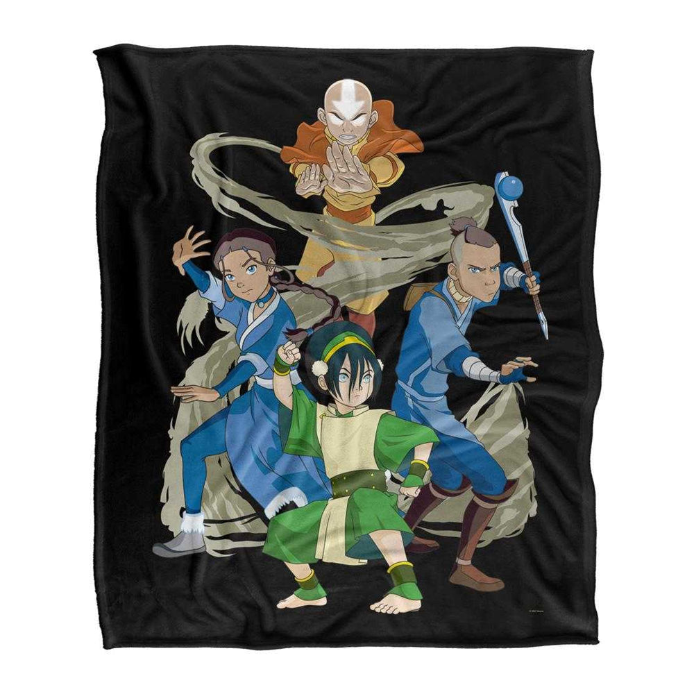 Black-Multicoloured - Front - Avatar: The Last Airbender Silky Elements Supersoft Blanket