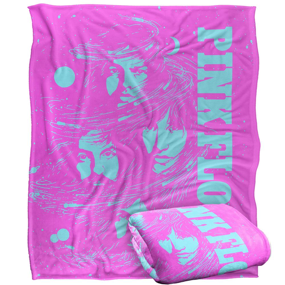 Pink-Blue - Back - Pink Floyd Silky Space Faces Supersoft Blanket