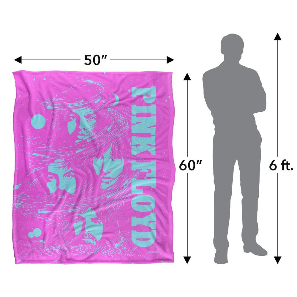Pink-Blue - Pack Shot - Pink Floyd Silky Space Faces Supersoft Blanket
