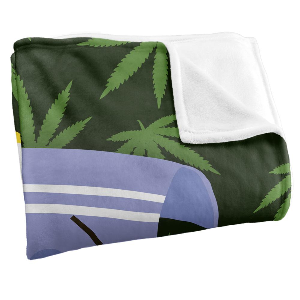 Green-Lavender - Side - South Park Silky Leaf Print Towelie Supersoft Blanket