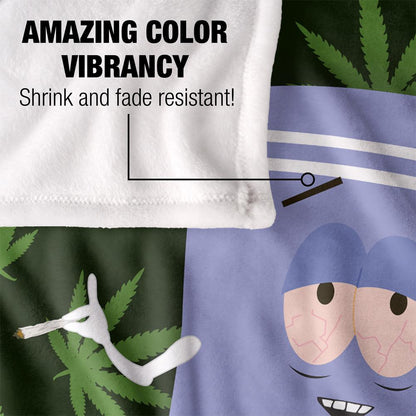 Green-Lavender - Lifestyle - South Park Silky Leaf Print Towelie Supersoft Blanket