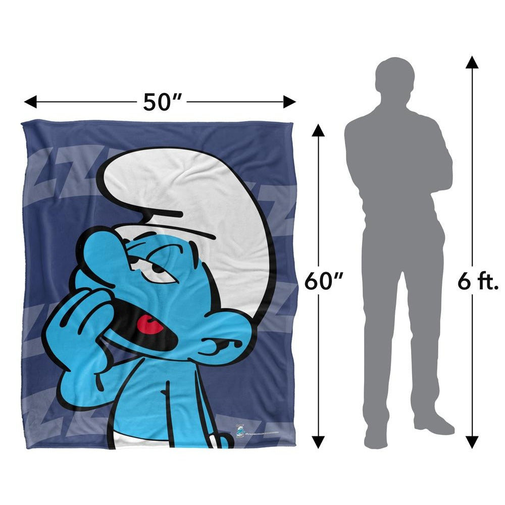 Blue-White - Side - The Smurfs Silky Lazy Smurf Supersoft Blanket