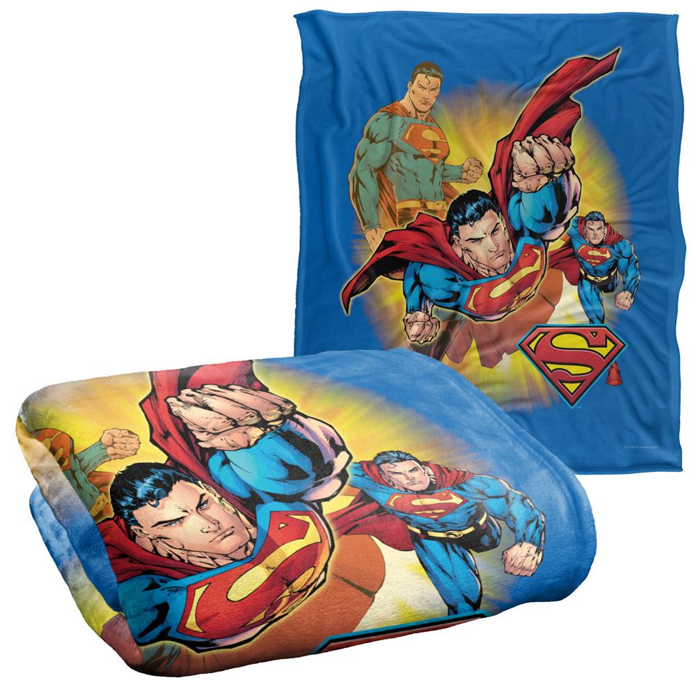 Blue-Red-Yellow - Back - Superman Silky Collage Supersoft Blanket