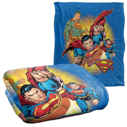 Blue-Red-Yellow - Back - Superman Silky Collage Supersoft Blanket
