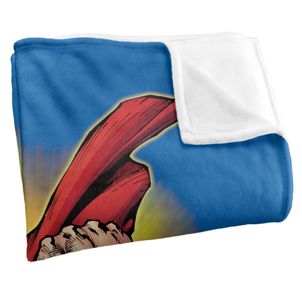 Blue-Red-Yellow - Side - Superman Silky Collage Supersoft Blanket