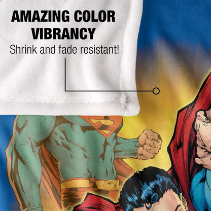 Blue-Red-Yellow - Lifestyle - Superman Silky Collage Supersoft Blanket