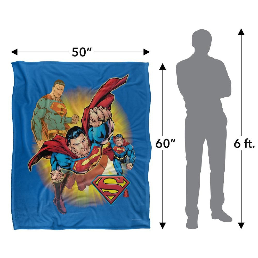 Blue-Red-Yellow - Pack Shot - Superman Silky Collage Supersoft Blanket