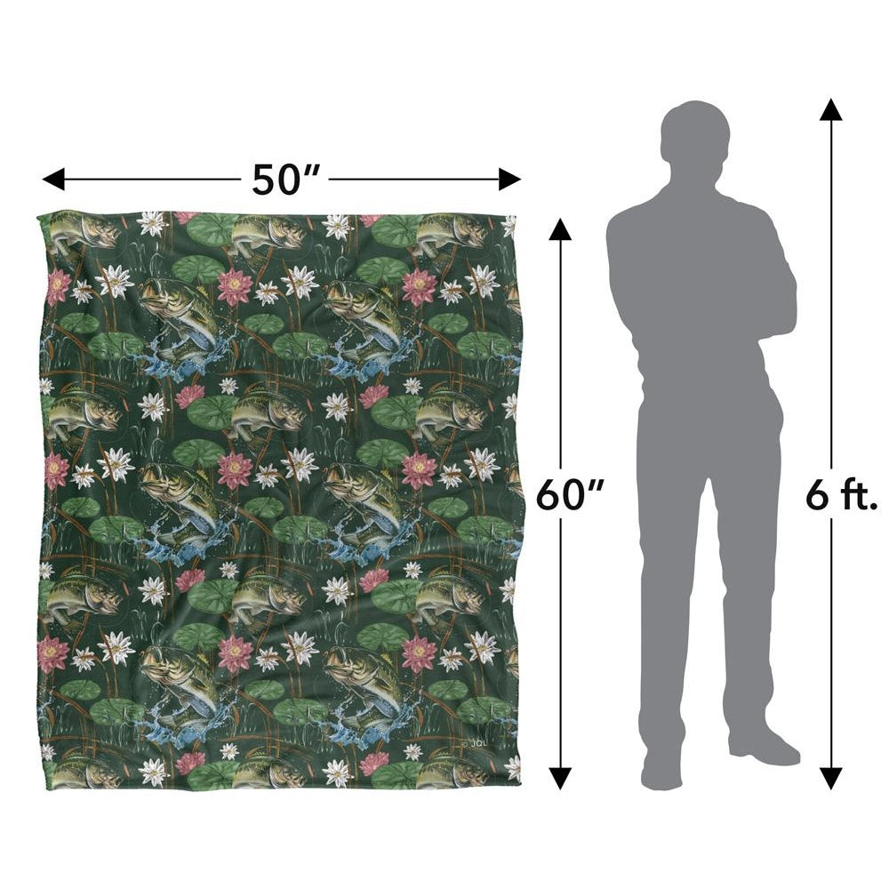 Green - Pack Shot - JQ Licensing Jl-Jp-Jq Silky Tiki Flower Fishing Supersoft Blanket
