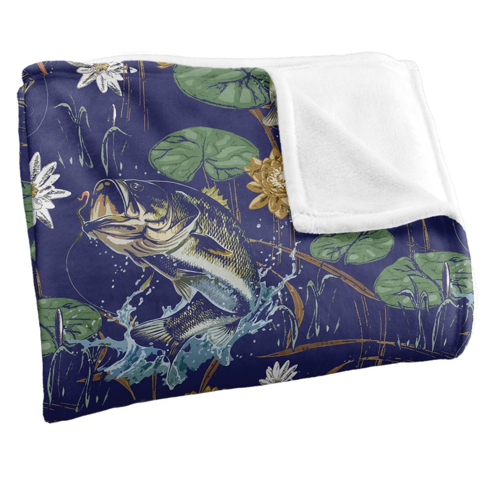 Blue - Side - JQ Licensing Jl-Jp-Jq Silky Tiki Flower Fishing Supersoft Blanket