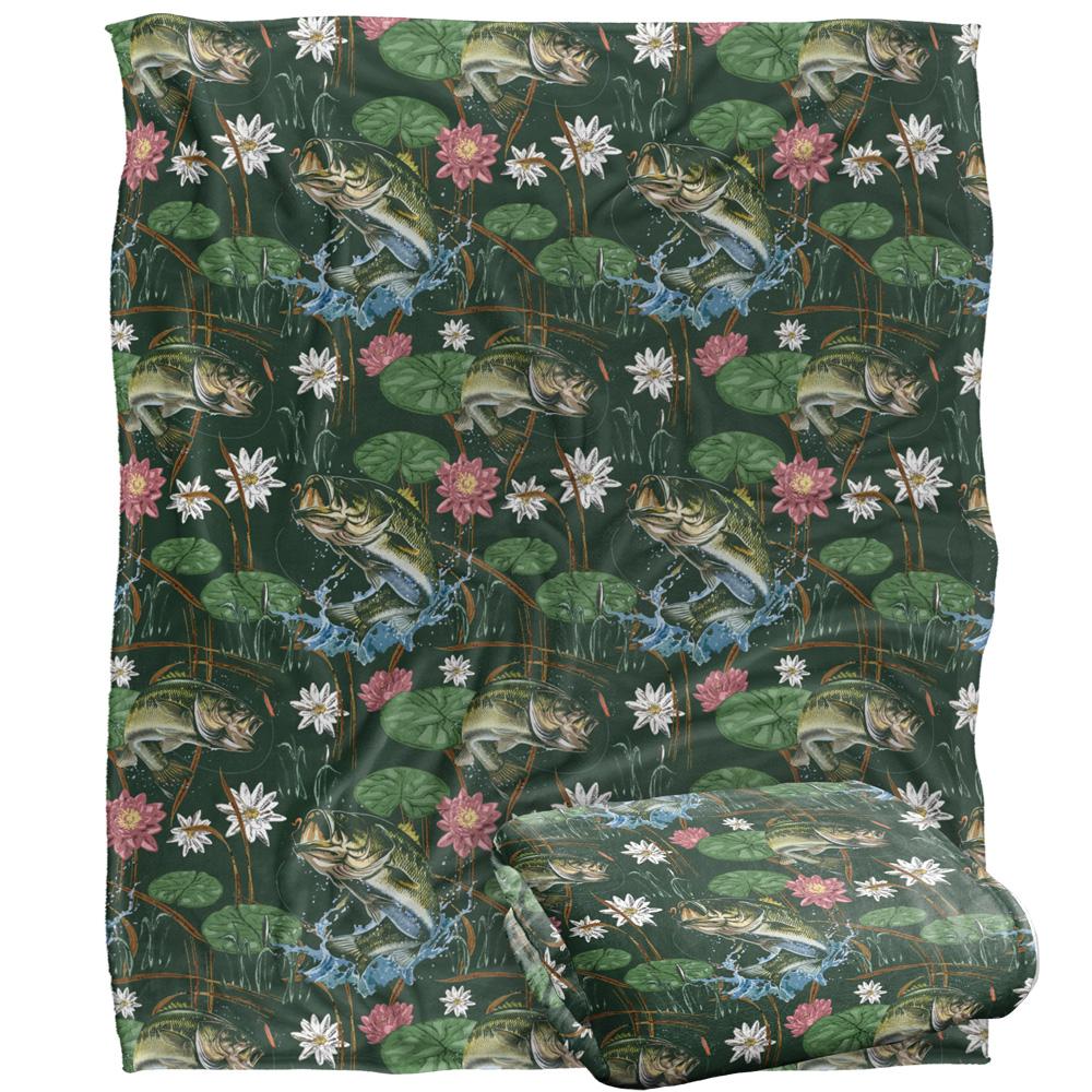 Green - Back - JQ Licensing Jl-Jp-Jq Silky Tiki Flower Fishing Supersoft Blanket