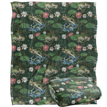Green - Back - JQ Licensing Jl-Jp-Jq Silky Tiki Flower Fishing Supersoft Blanket