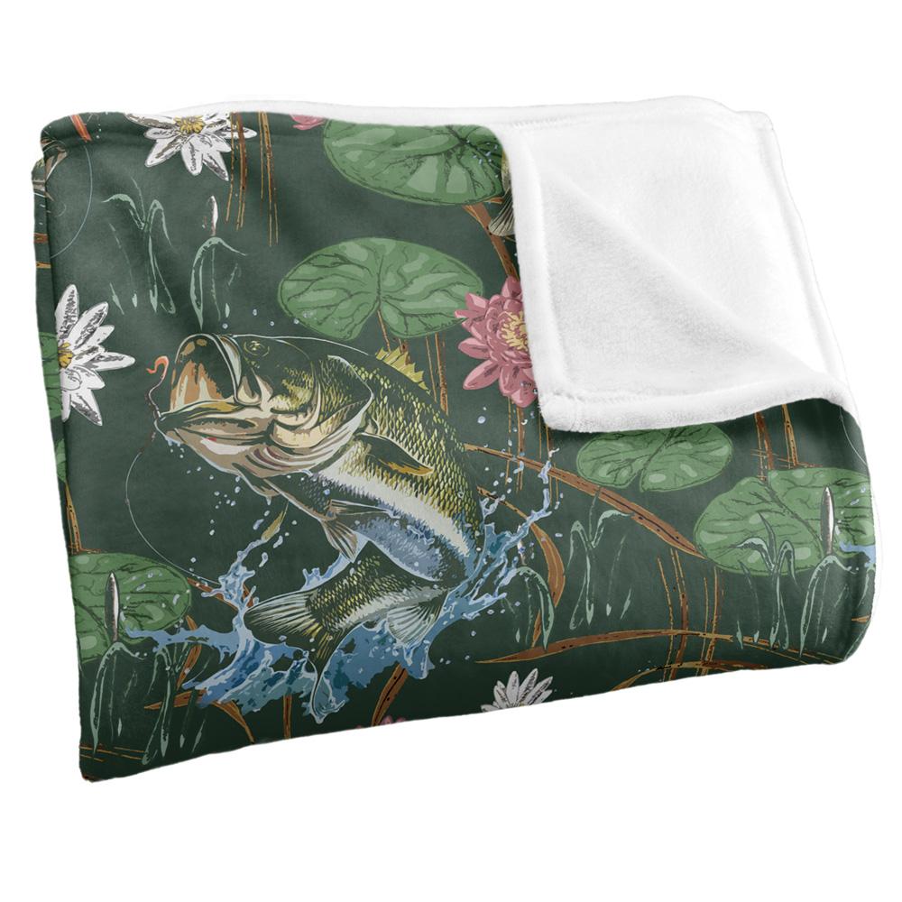 Green - Side - JQ Licensing Jl-Jp-Jq Silky Tiki Flower Fishing Supersoft Blanket