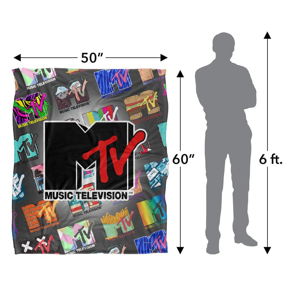 Multicoloured - Pack Shot - MTV Silky Logo Supersoft Blanket