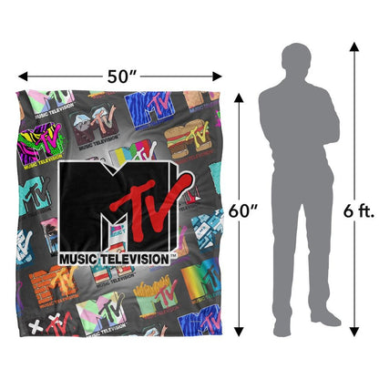 Multicoloured - Pack Shot - MTV Silky Logo Supersoft Blanket