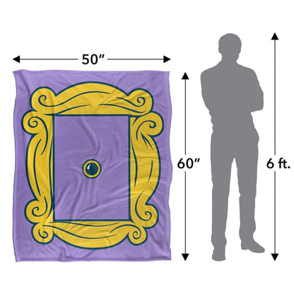 Purple-Yellow - Pack Shot - Friends Silky Door Supersoft Blanket