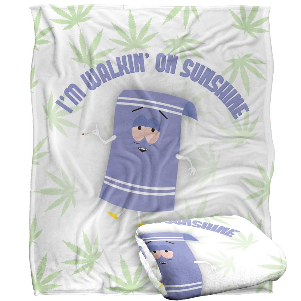 White-Lavender-Green - Back - South Park Dirty Stoned Silky Stone Towelie Supersoft Blanket