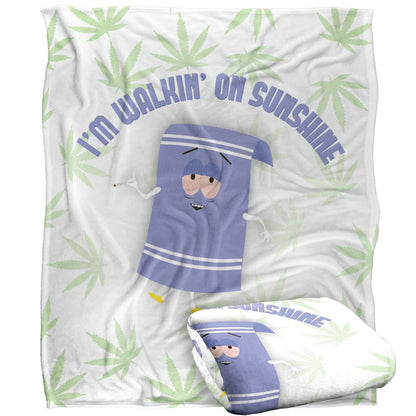 White-Lavender-Green - Back - South Park Dirty Stoned Silky Stone Towelie Supersoft Blanket