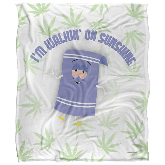 White-Lavender-Green - Front - South Park Dirty Stoned Silky Stone Towelie Supersoft Blanket