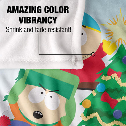 Light Blue-Green-Multicoloured - Lifestyle - South Park The Boys Decorating Tree Silky Blanket