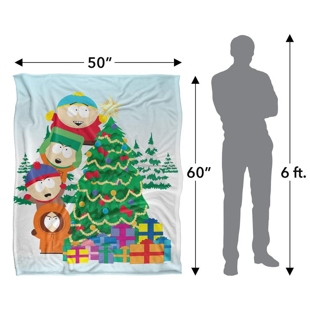 Light Blue-Green-Multicoloured - Pack Shot - South Park The Boys Decorating Tree Silky Blanket