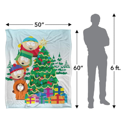 Light Blue-Green-Multicoloured - Pack Shot - South Park The Boys Decorating Tree Silky Blanket