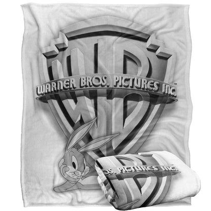 Grey - Back - Warner Bros Old School Silky Shield Bugs Bunny Soft Touch Blanket