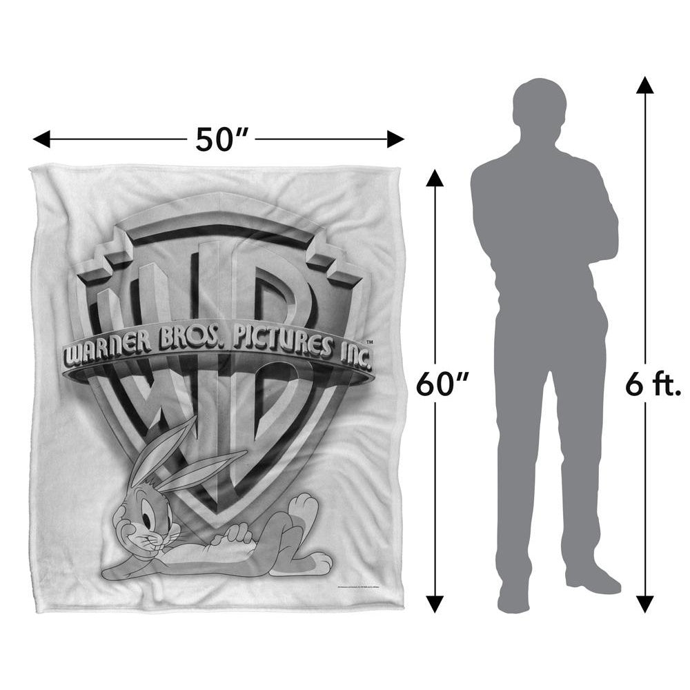 Grey - Pack Shot - Warner Bros Old School Silky Shield Bugs Bunny Soft Touch Blanket